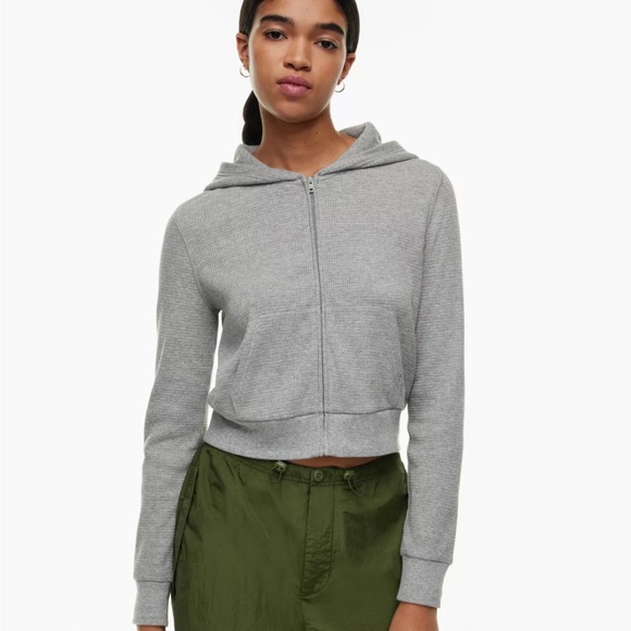 Mauve TNA Waffle Knit Zip-up Hoodie - Picture 1 of 3